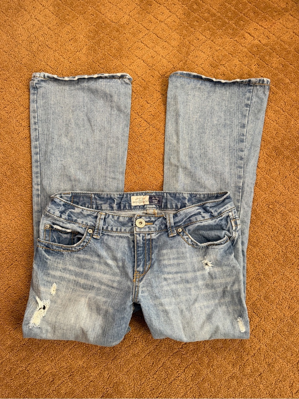 Aéropostale Hailey Skinny Flare Women’s 11/12 Short Low Rise Distressed Jeans